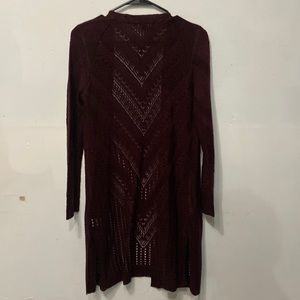 Burgundy sweater duster